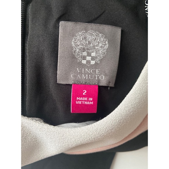 Vince Camuto Womens Colorblock Sheath Dress Black Pink White Short Sleeve Size 2 - Picture 4 of 4